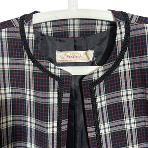 Young Pendleton 100% Virgin Wool Jacket Vintage Plaid Open Blazer